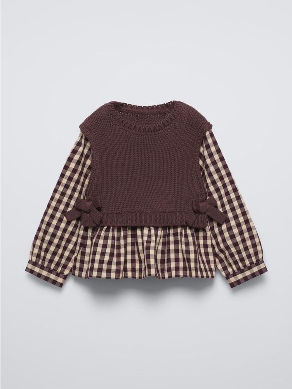 NWT Zara Girl Gingham Shirt with Sweater Vest Size 5